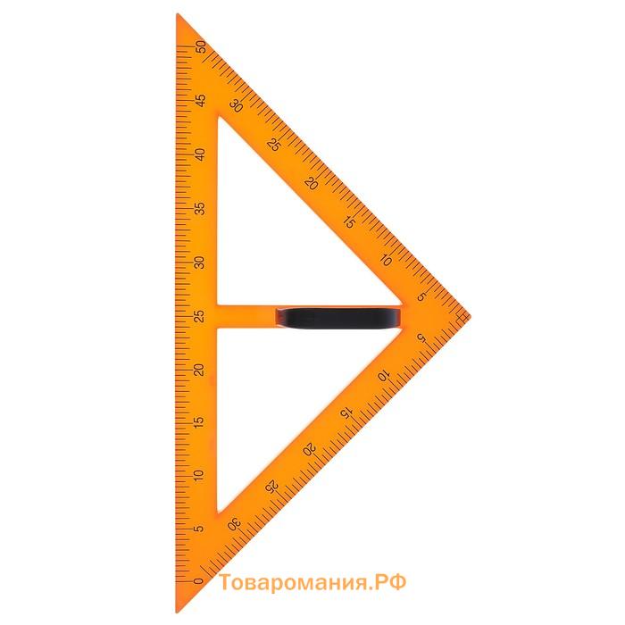 Треугольник для школьной доски, с держателем, прямоугольный, 45°