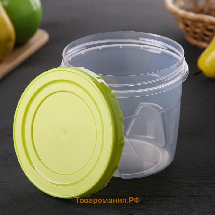 Банка для хранения продуктов, 1 л, пластик, прозрачная, крышка МИКС