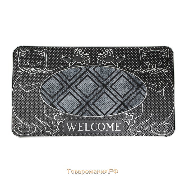 Коврик придверный резиновый Welcome, 40×70 см, цвет МИКС