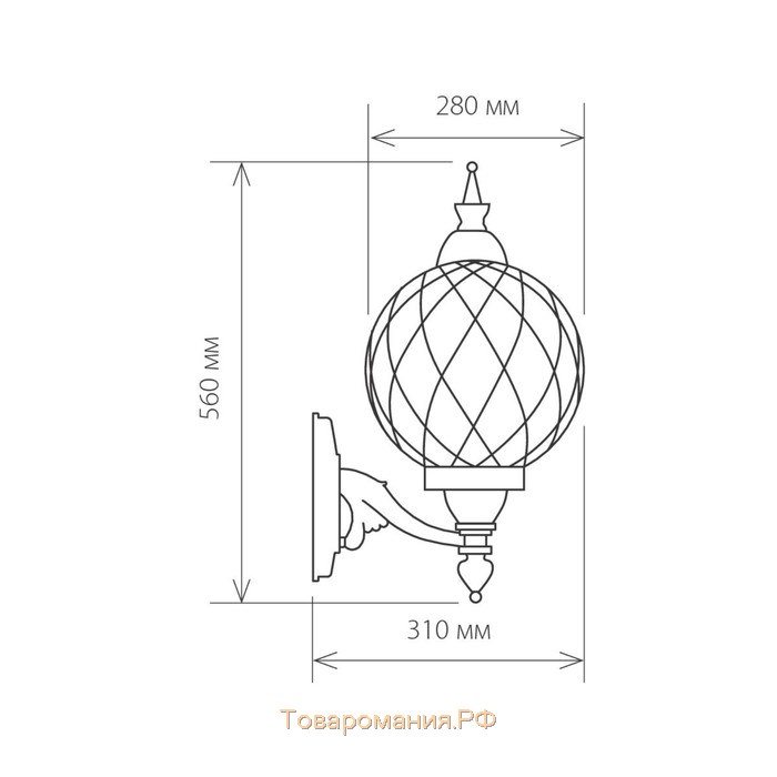 Светильник Elektrostandard садово-парковый, 60 Вт, E27, IP44, настенный, Sirius U