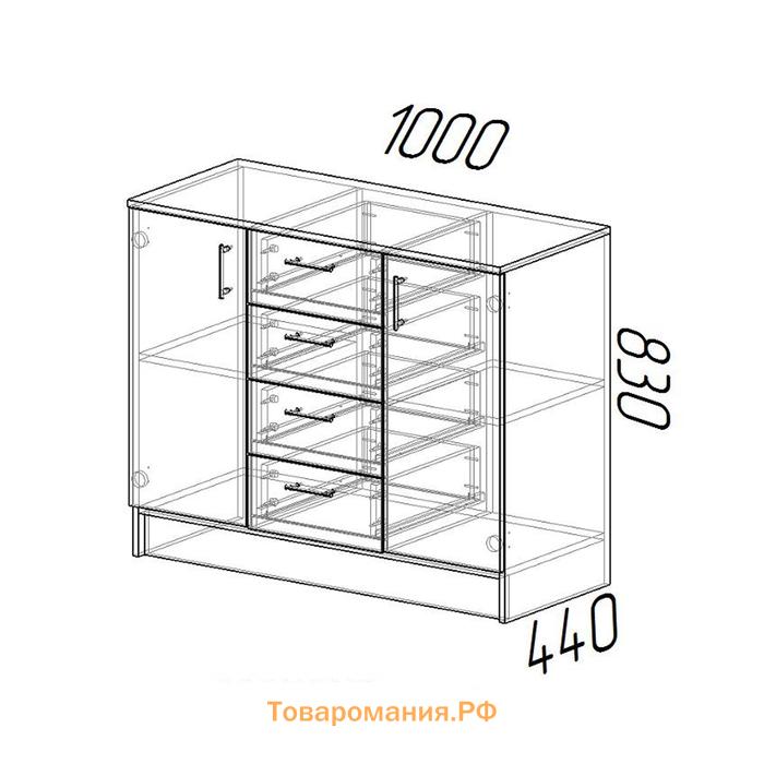 Комод для хранения «Эра» (К1000-2Д), 1000×430×830 мм, венге/лоредо