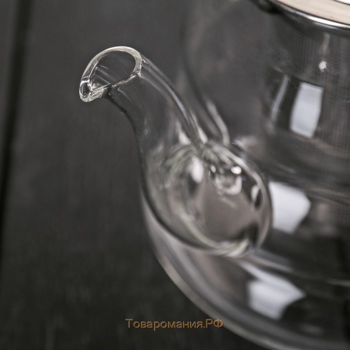 Чайник стеклянный заварочный с металлическим ситом «Бриз», 600 мл