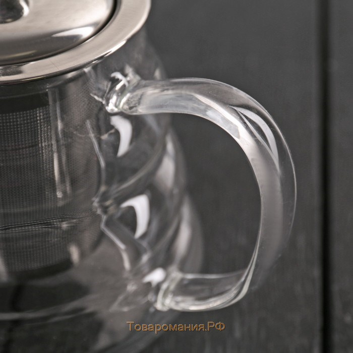 Чайник стеклянный заварочный с металлическим ситом «Бриз», 600 мл