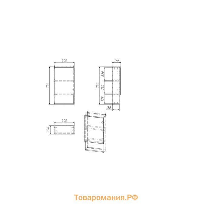 Зеркало-шкаф для ванной комнаты "Вега 4002" белое, 40 х 13,6 х 70 см