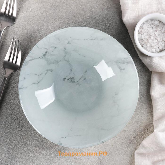 Салатник стеклянный «Марбл белый», 740 мл, 18,5×5 см
