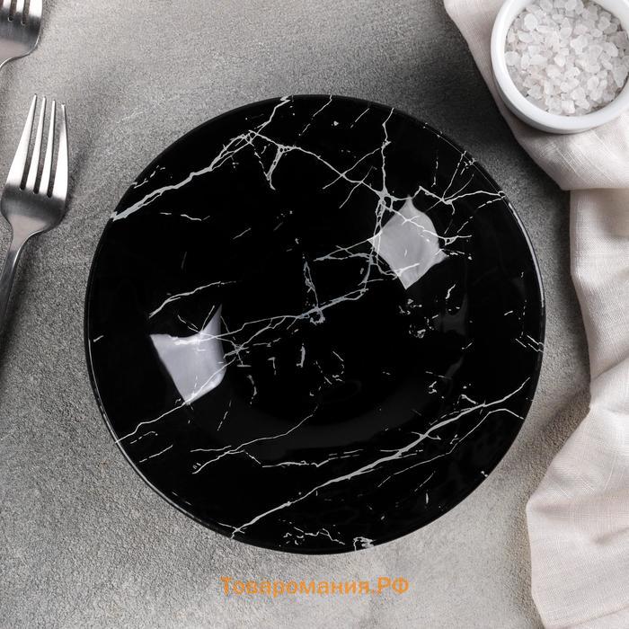 Салатник стеклянный «Марбл чёрный», 740 мл, 18×4,5 см