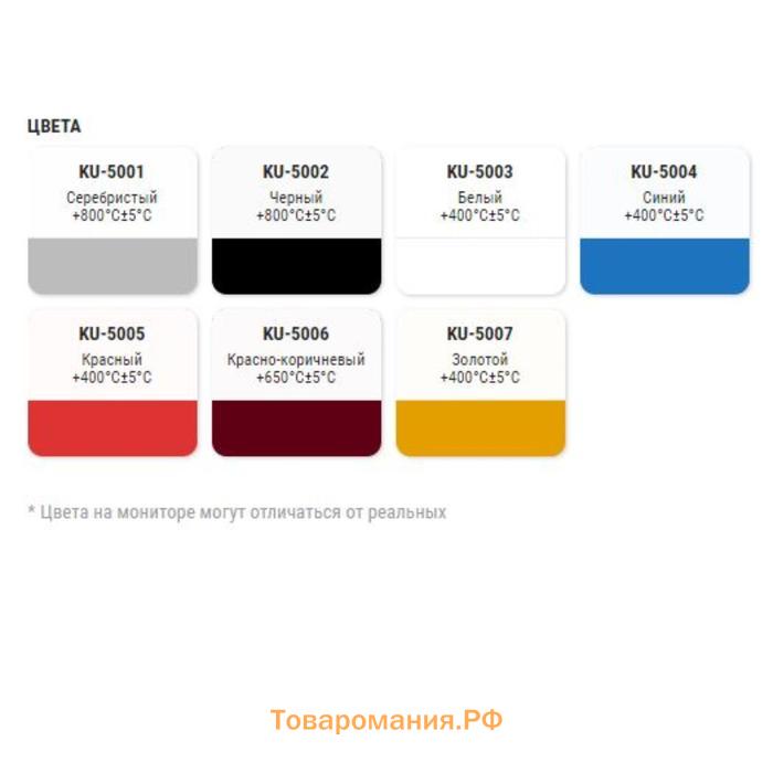 Эмаль термостойкая KUDO, KU-5002, +800С, Черный, 520мл