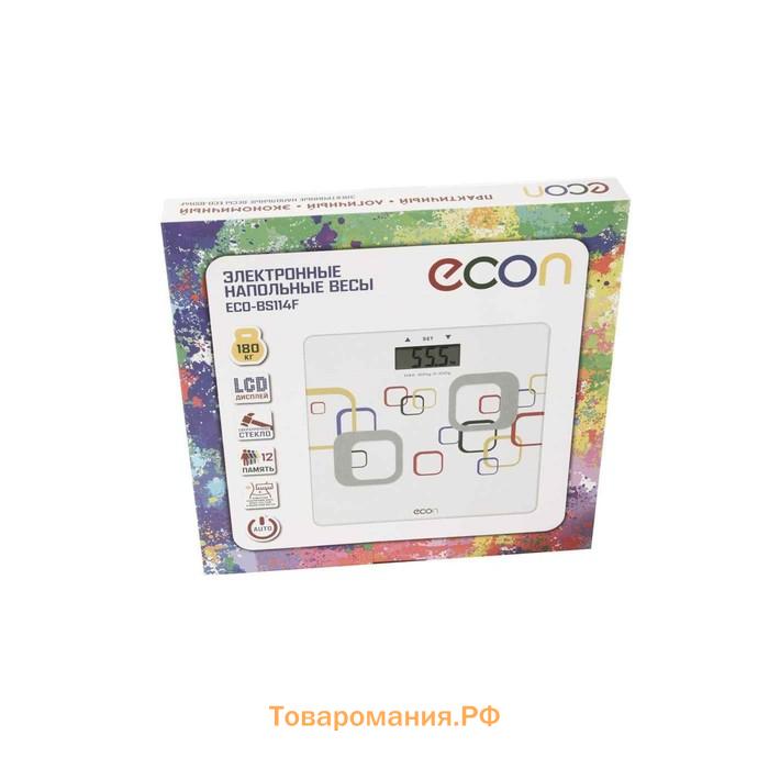 Весы напольные Econ ECO-BS114F, электронные, стеклянные, до 180 кг