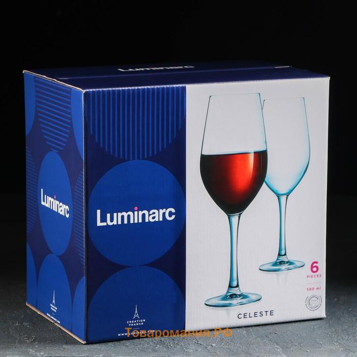 Бокалы для вина Luminarc Celeste, 580 мл, набор 6 шт., стекло, прозрачные