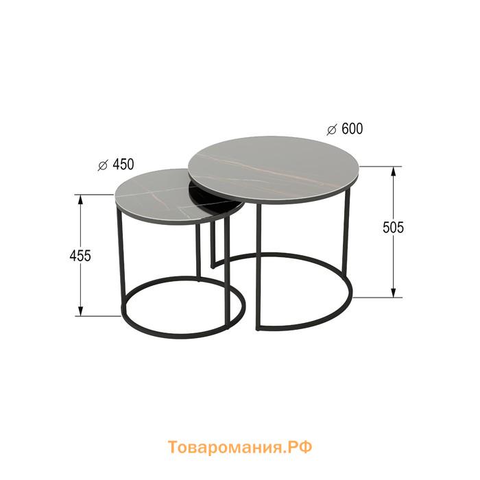 Комплект журнальных столов «Стелла», 600 × 600 × 505, 450 × 450 × 455 мм, цвет сахара нуар