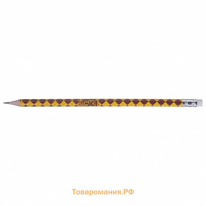 Набор карандашей чернографитных (простых) "Гарри Поттер", НВ, 6 штук, с ластиком, заточенные, круглый корпус