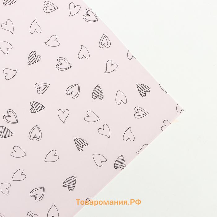 Бумага упаковочная тишью, «Сердечки», 50 см × 70 см 17 грамм, розовая