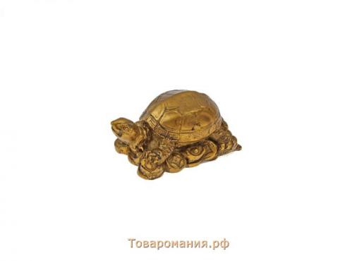 Нэцкэ бронза "Черепаха на монетах" Т-215 5,5 х 3,5 х 3 см