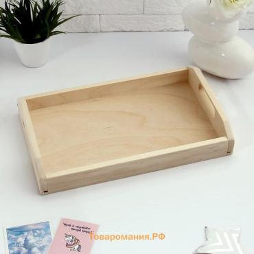 Поднос деревянный для завтрака со вставкой, МАССИВ, 40×25 см