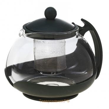 Чайник стеклянный заварочный «Фантазия», 1,25 л, с металлическим ситом, цвет МИКС